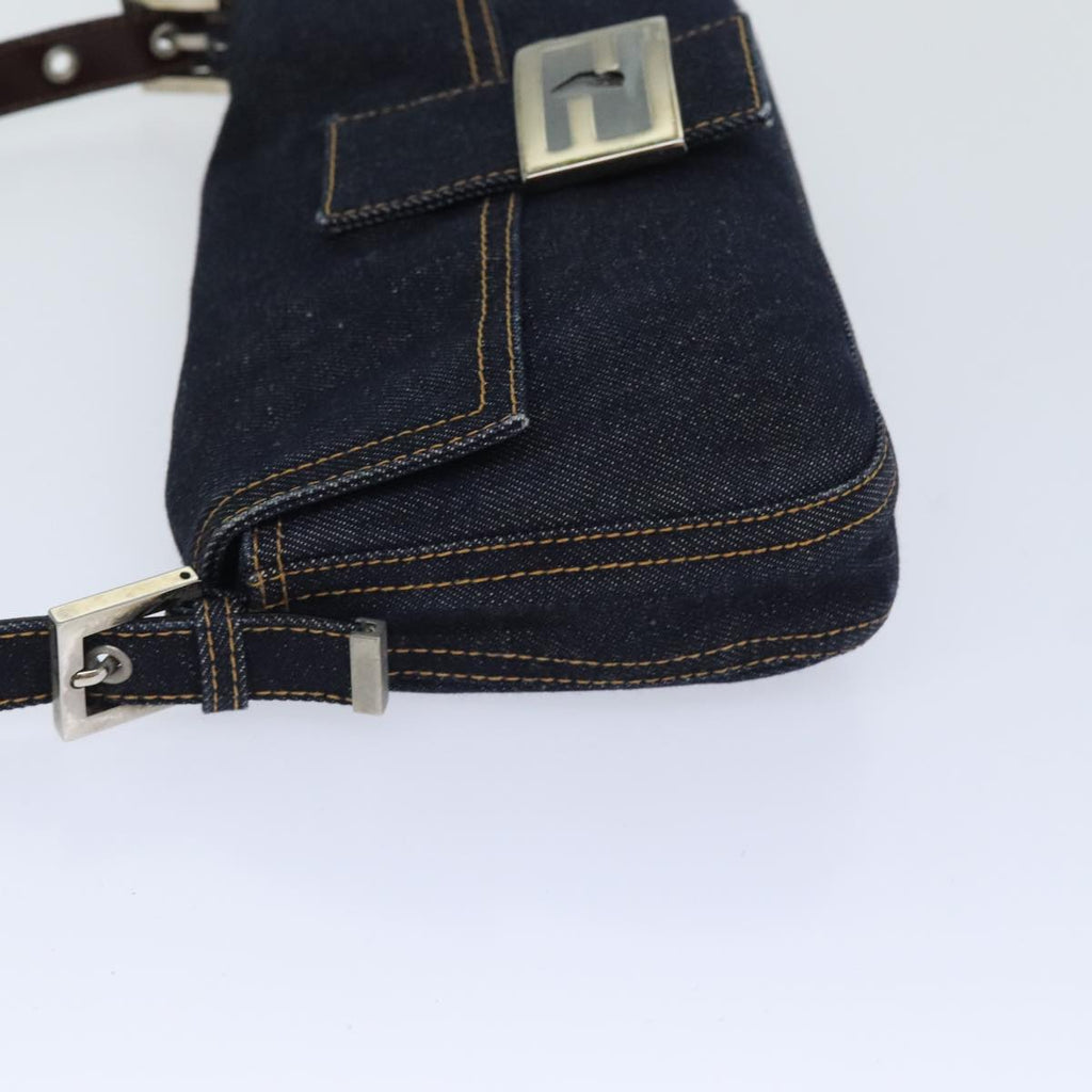 FENDI Mamma Baguette Shoulder Bag Denim Navy Silver yk15240A