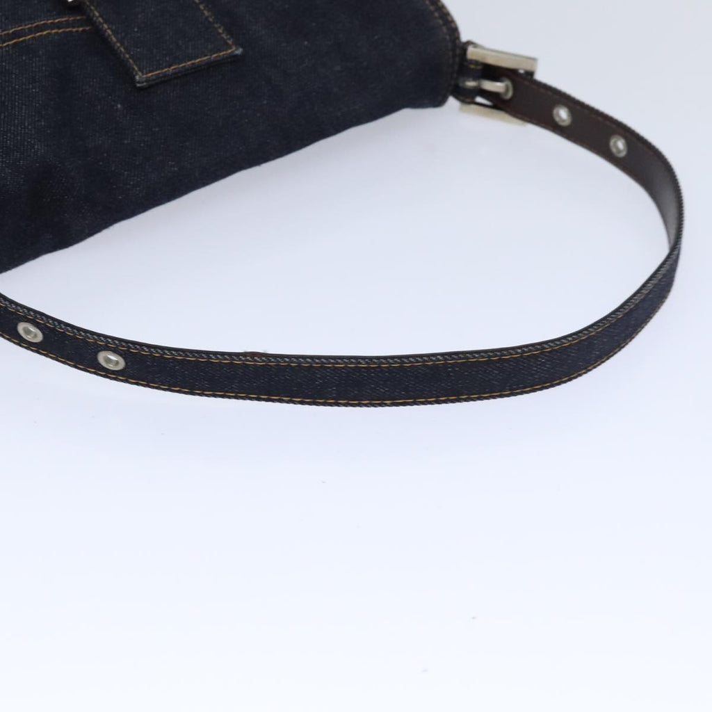 FENDI Mamma Baguette Shoulder Bag Denim Navy Silver yk15240A