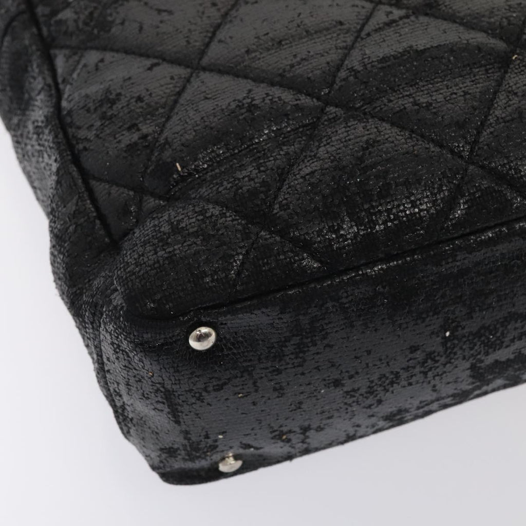 CHANEL Paris Biarritz PM Hand Bag Coated Canvas Black Silver CC yk15242