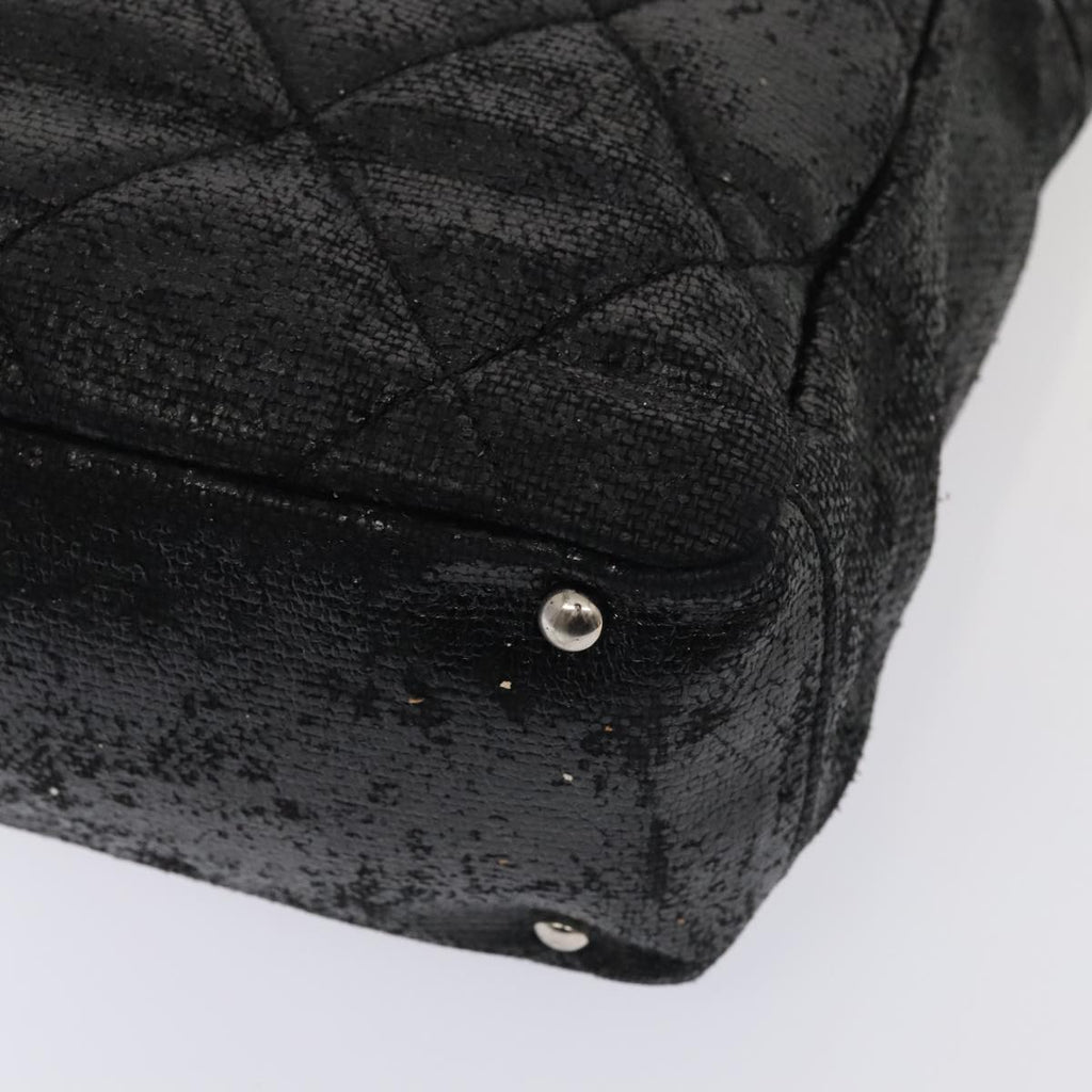 CHANEL Paris Biarritz PM Hand Bag Coated Canvas Black Silver CC yk15242