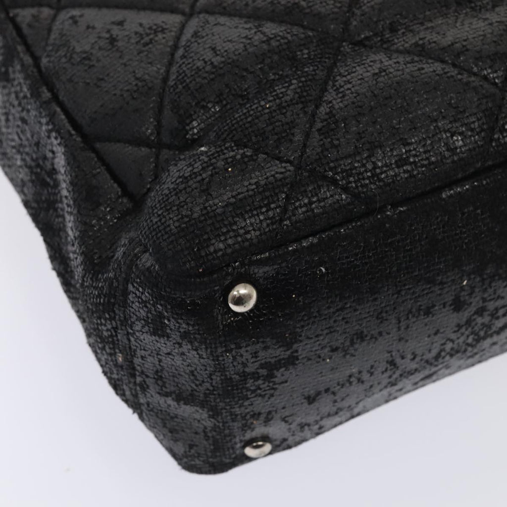 CHANEL Paris Biarritz PM Hand Bag Coated Canvas Black Silver CC yk15242