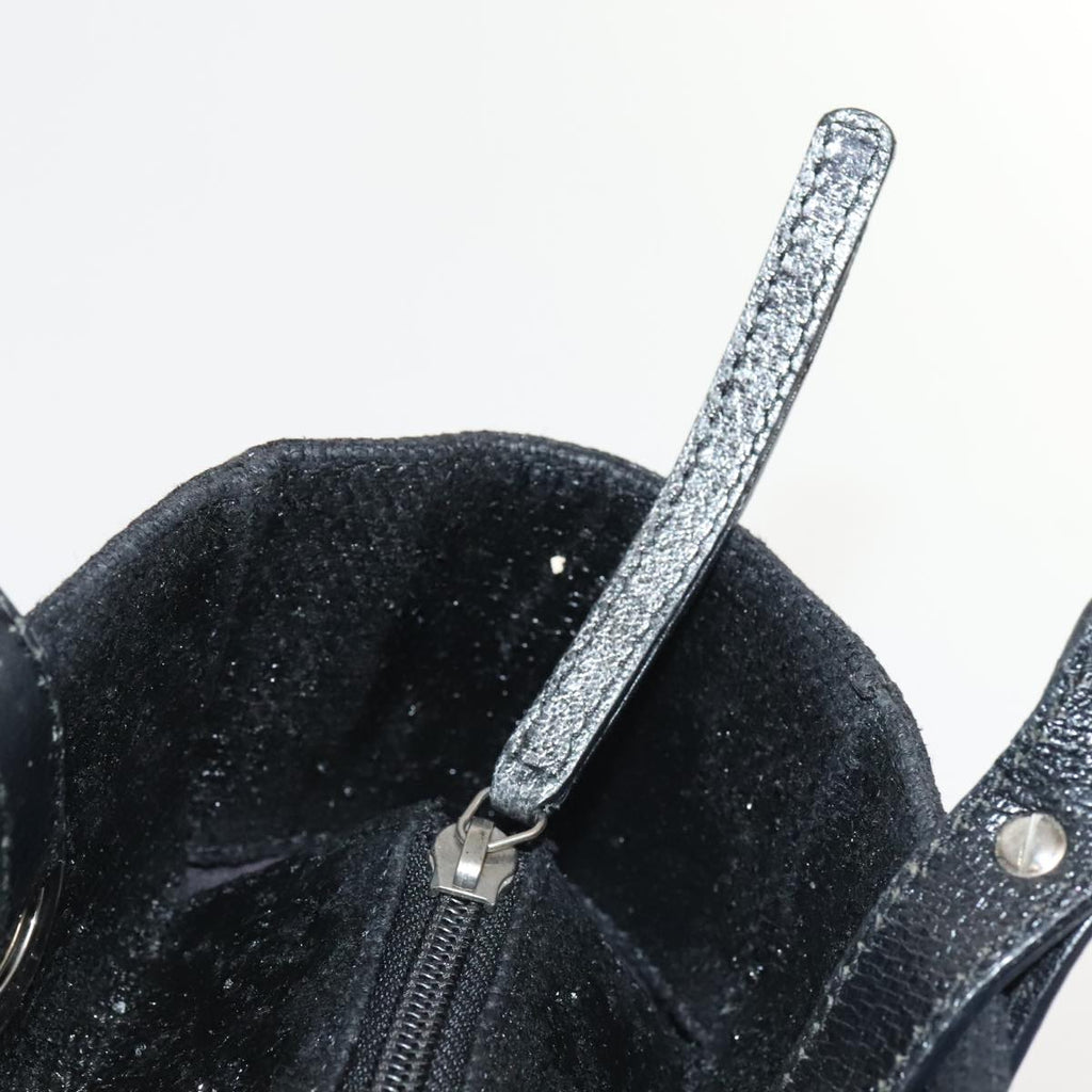 CHANEL Paris Biarritz PM Hand Bag Coated Canvas Black Silver CC yk15242