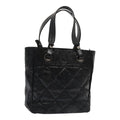 CHANEL Paris Biarritz PM Hand Bag Coated Canvas Black Silver CC yk15242