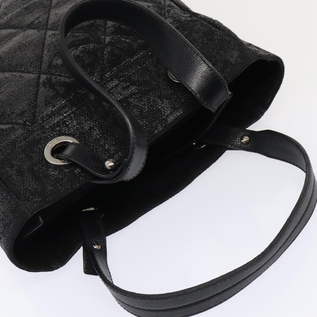 CHANEL Paris Biarritz PM Hand Bag Coated Canvas Black Silver CC yk15242