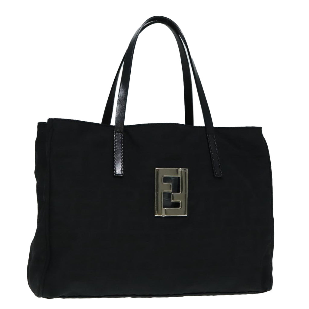 FENDI Zucca Canvas Hand Bag Silver Black yk15243