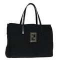 FENDI Zucca Canvas Hand Bag Silver Black yk15243