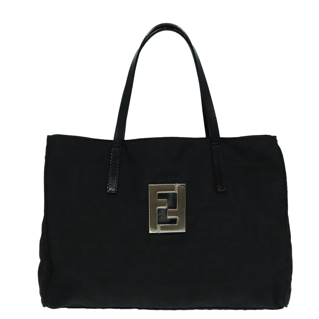 FENDI Zucca Canvas Hand Bag Silver Black yk15243