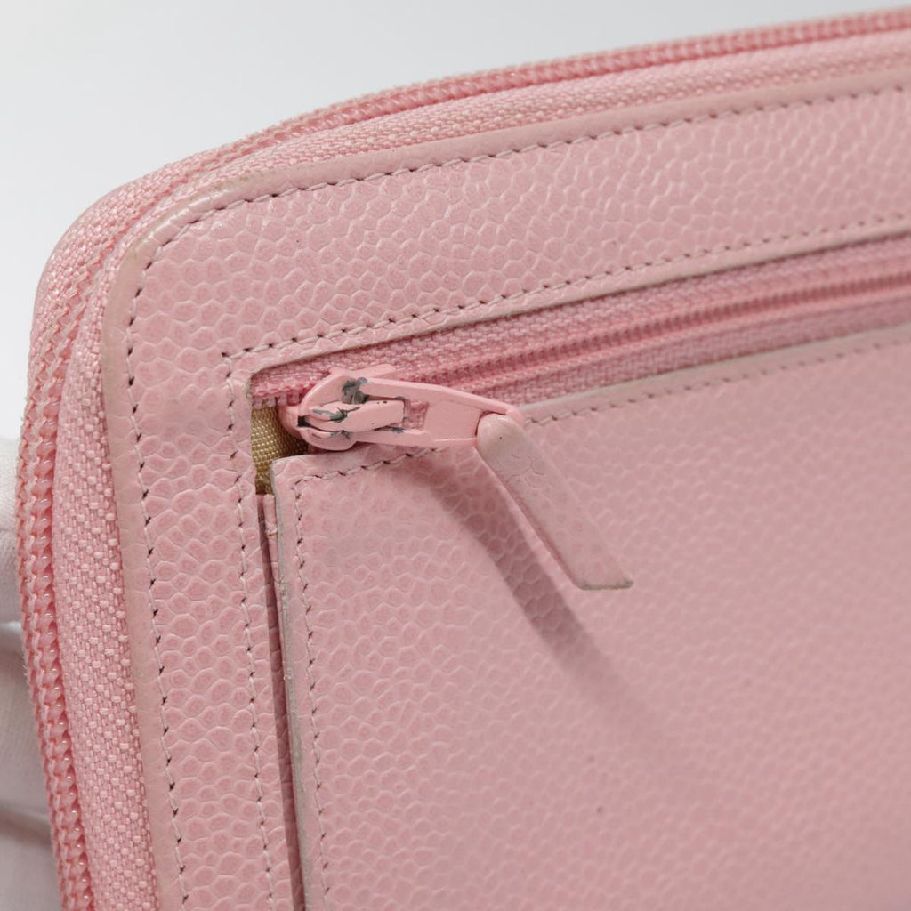 CHANEL COCO Mark Wallet Caviar Skin Pink Gold CC yk15247