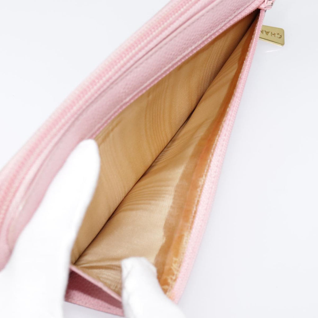 CHANEL COCO Mark Wallet Caviar Skin Pink Gold CC yk15247
