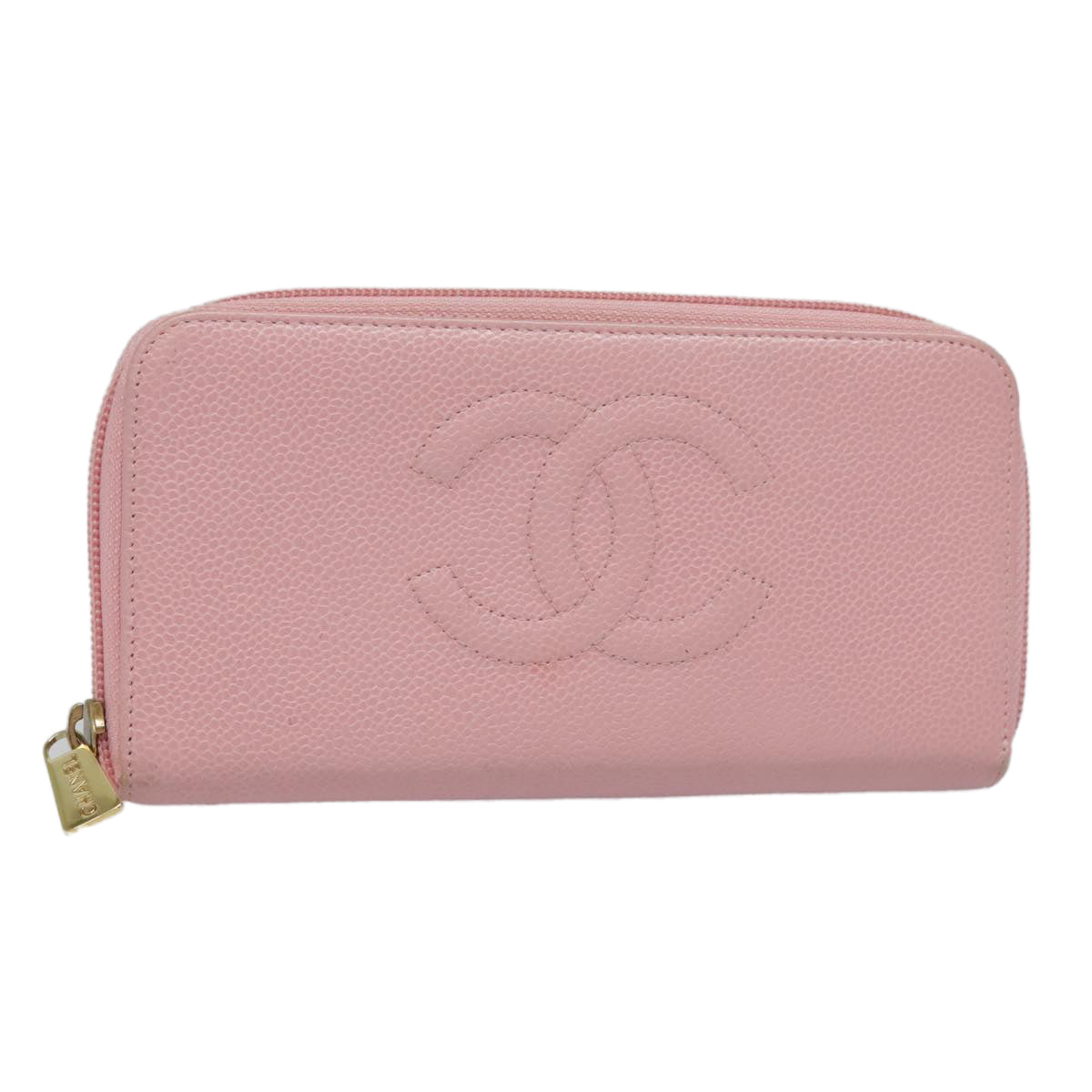 CHANEL COCO Mark Wallet Caviar Skin Pink Gold CC yk15247