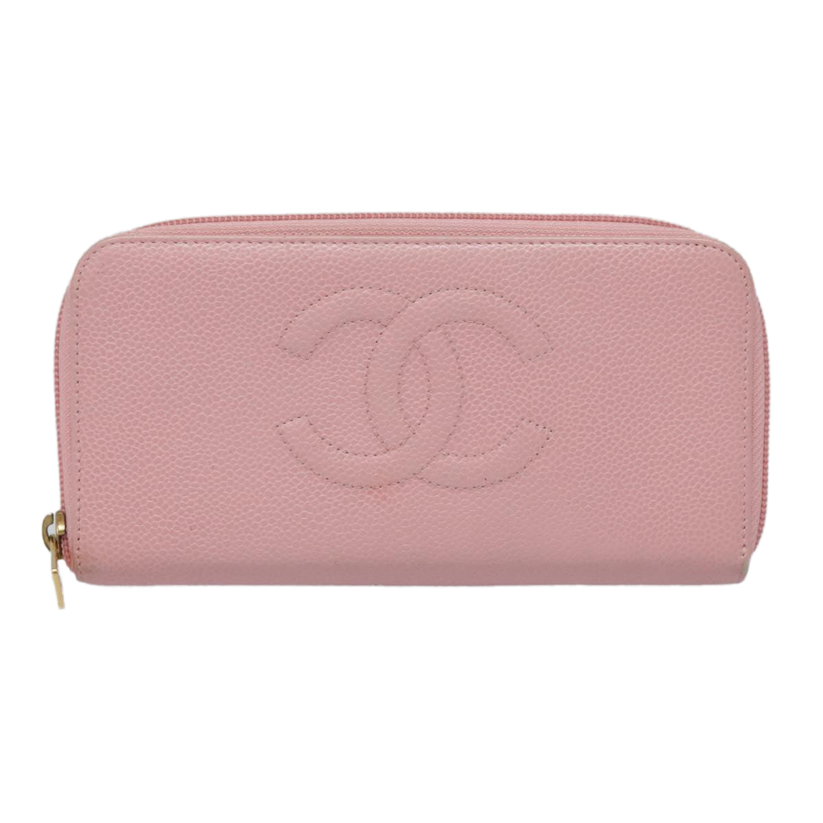CHANEL COCO Mark Wallet Caviar Skin Pink Gold CC yk15247