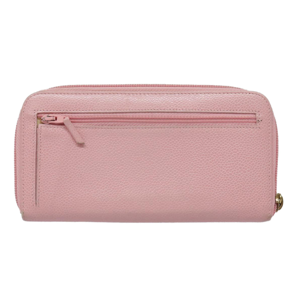 CHANEL COCO Mark Wallet Caviar Skin Pink Gold CC yk15247