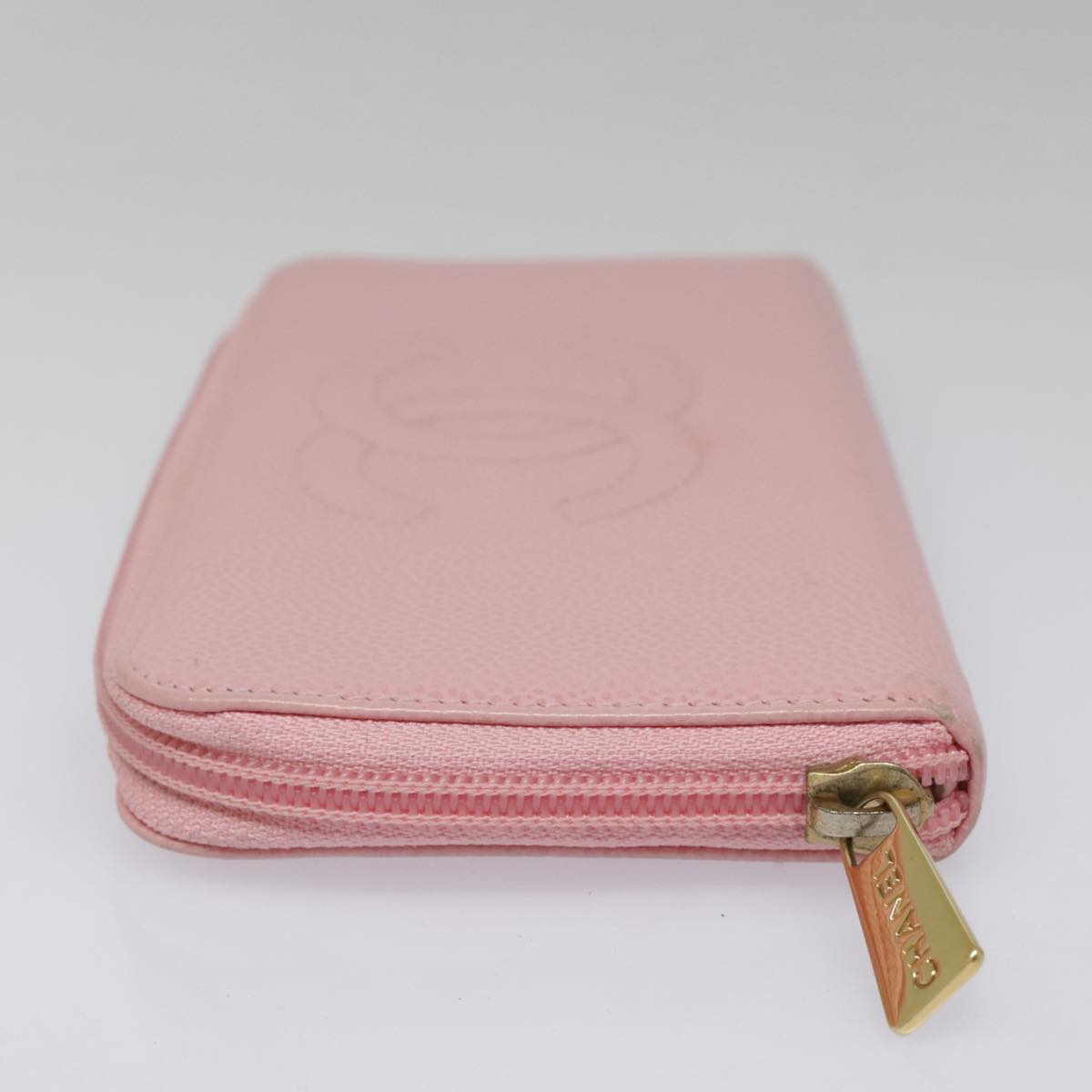 CHANEL COCO Mark Wallet Caviar Skin Pink Gold CC yk15247