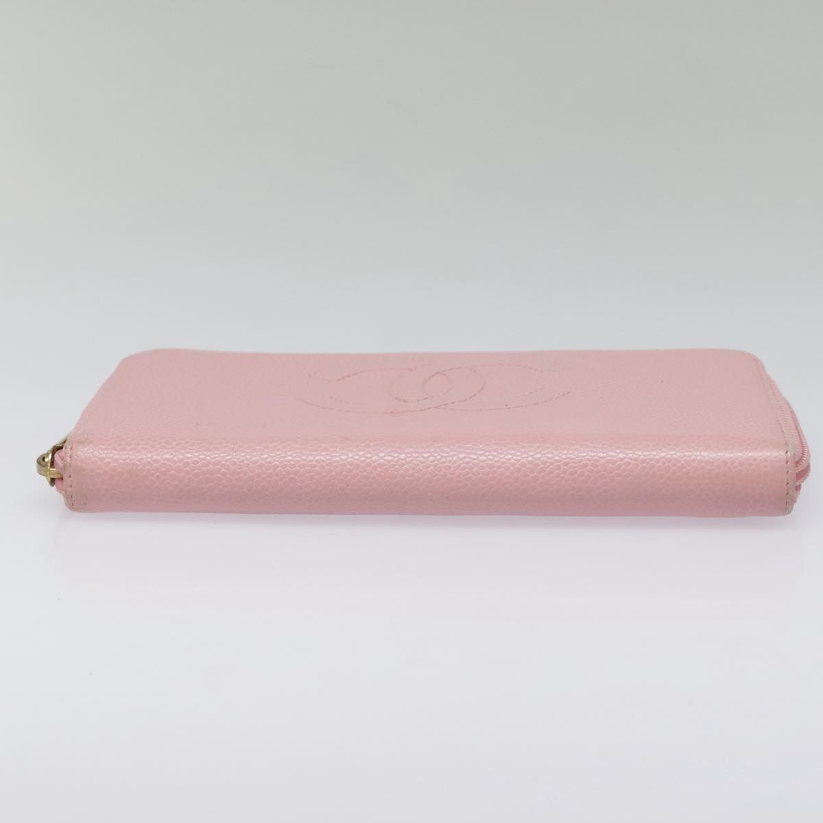 CHANEL COCO Mark Wallet Caviar Skin Pink Gold CC yk15247