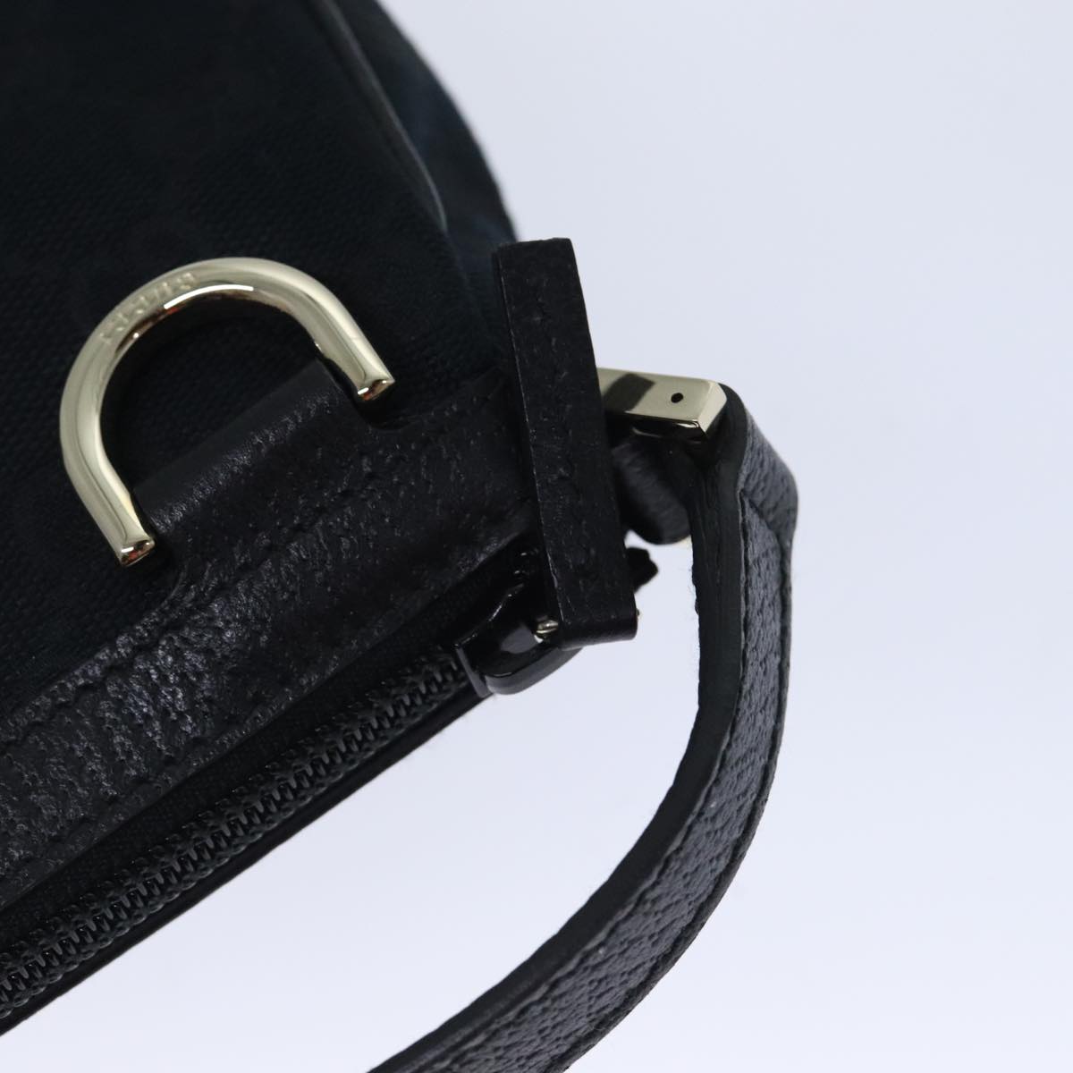 GUCCI GG Canvas Abbey Hand Bag Black Gold 145750 yk15248A