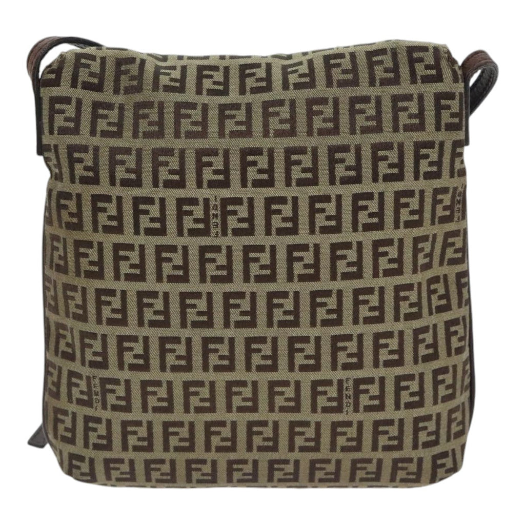 FENDI Zucchino Canvas Shoulder Bag Beige yk15249