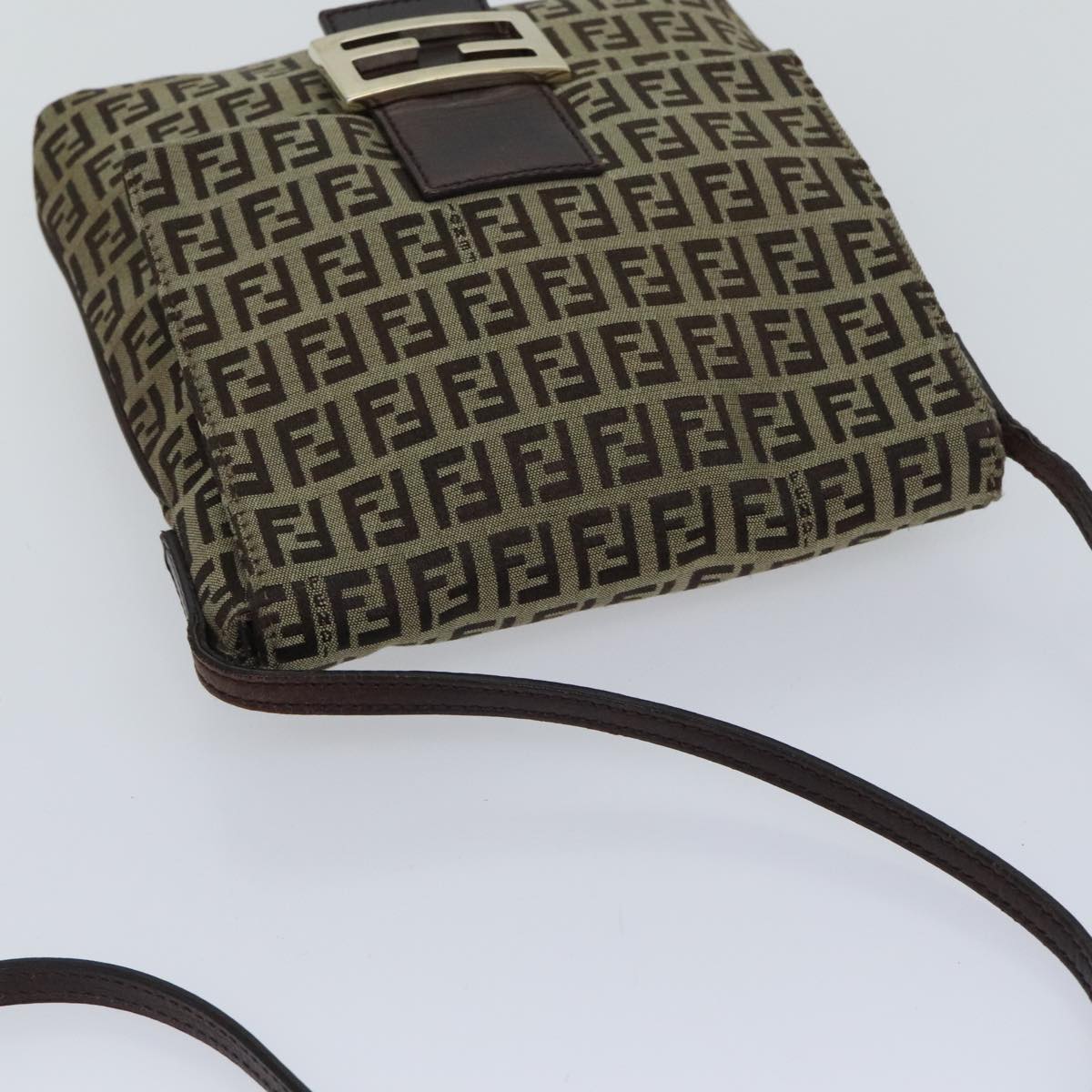 FENDI Zucchino Canvas Shoulder Bag Beige yk15249