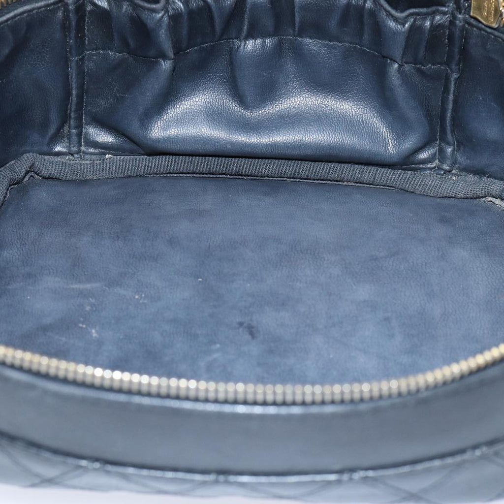 CHANEL Vanity Bicolore Pouch Leather Black Gold CC yk15250
