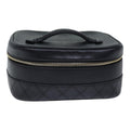 CHANEL Vanity Bicolore Pouch Leather Black Gold CC yk15250