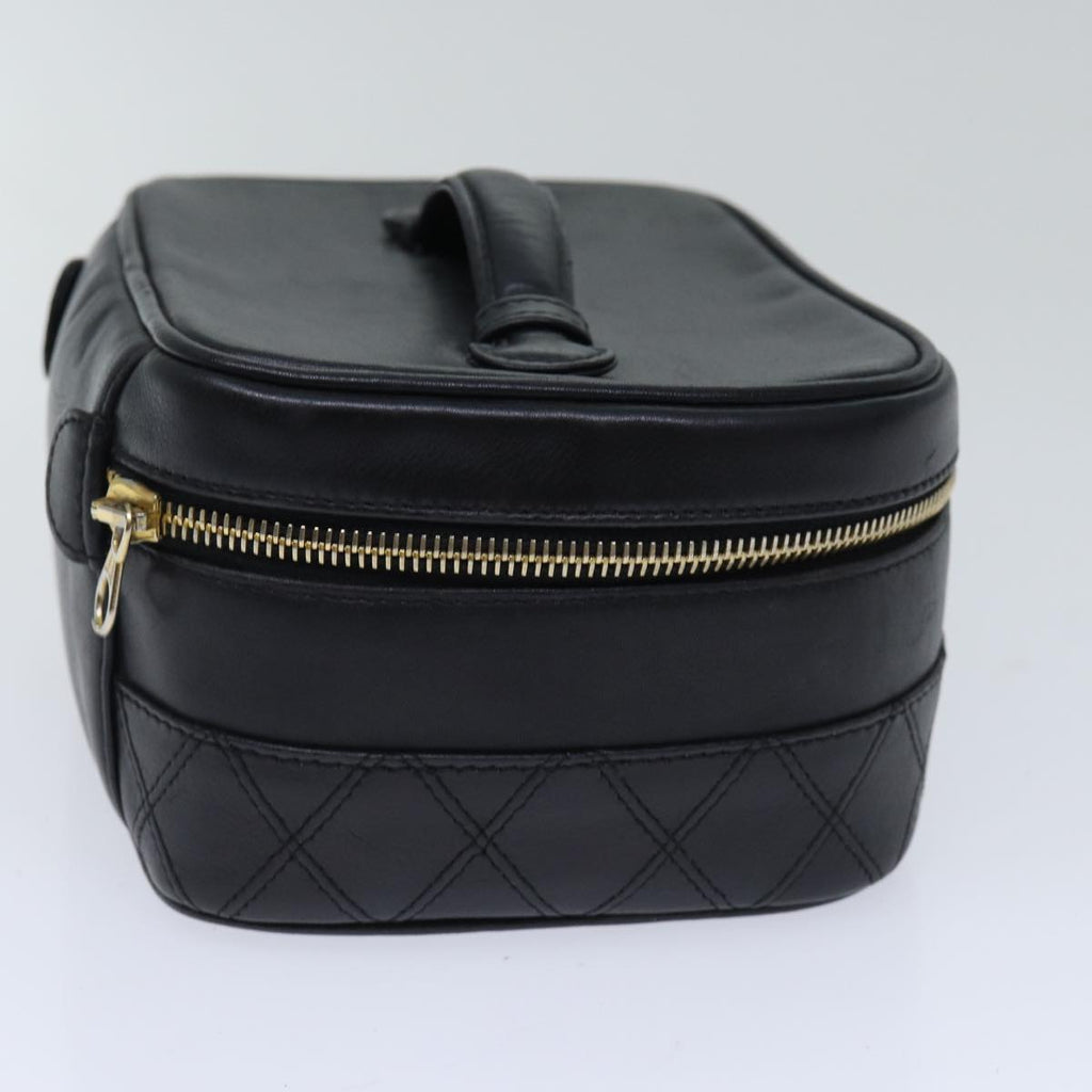 CHANEL Vanity Bicolore Pouch Leather Black Gold CC yk15250
