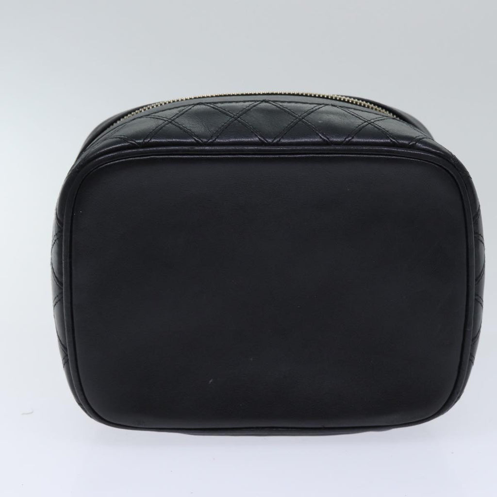 CHANEL Vanity Bicolore Pouch Leather Black Gold CC yk15250