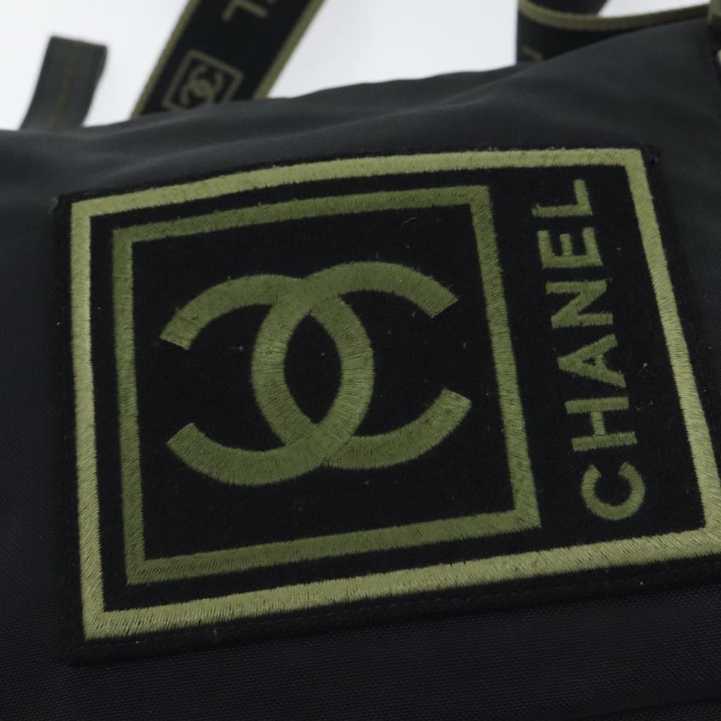 CHANEL Sports COCO Mark Shoulder Bag Nylon Black Silver CC yk15256