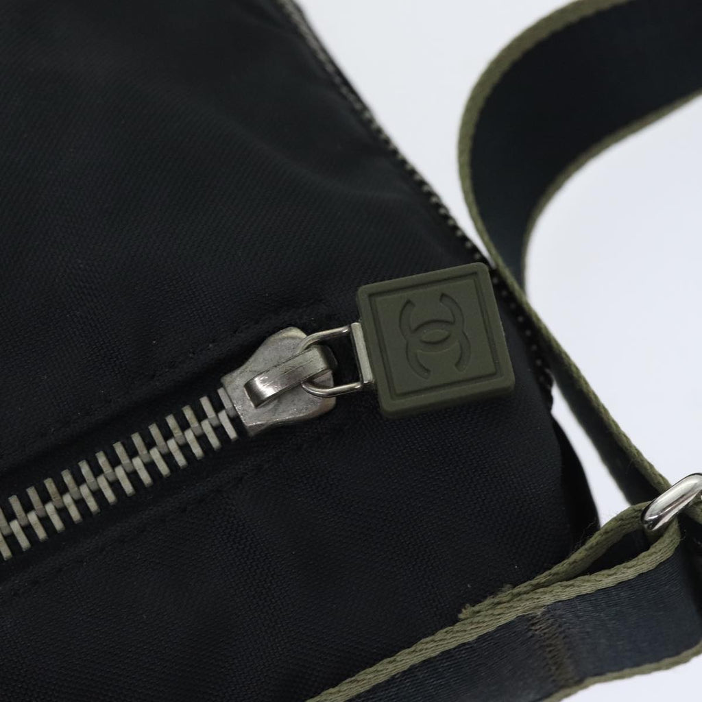 CHANEL Sports COCO Mark Shoulder Bag Nylon Black Silver CC yk15256