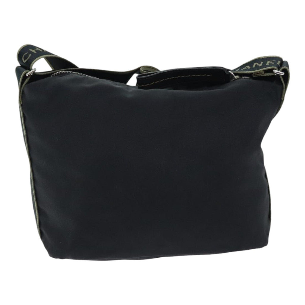 CHANEL Sports COCO Mark Shoulder Bag Nylon Black Silver CC yk15256
