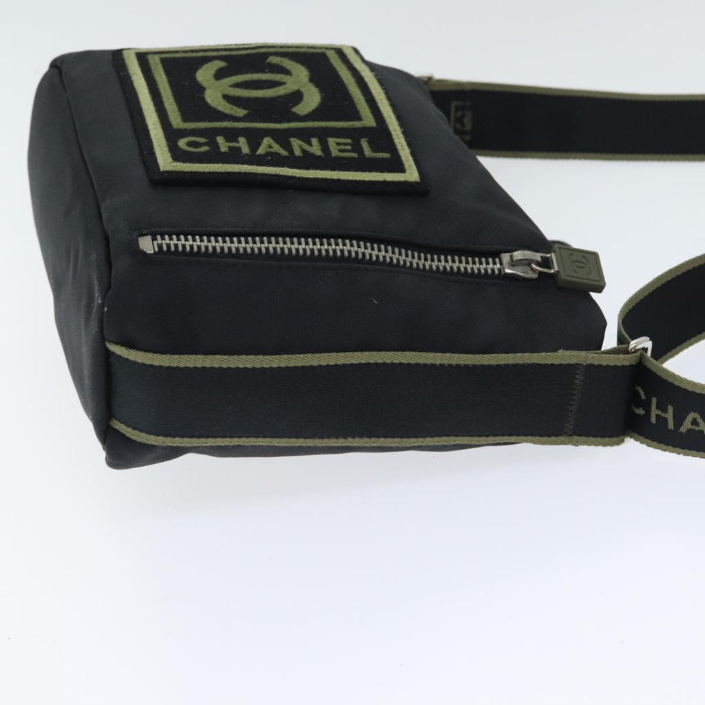 CHANEL Sports COCO Mark Shoulder Bag Nylon Black Silver CC yk15256