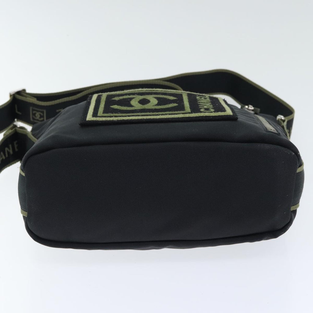 CHANEL Sports COCO Mark Shoulder Bag Nylon Black Silver CC yk15256