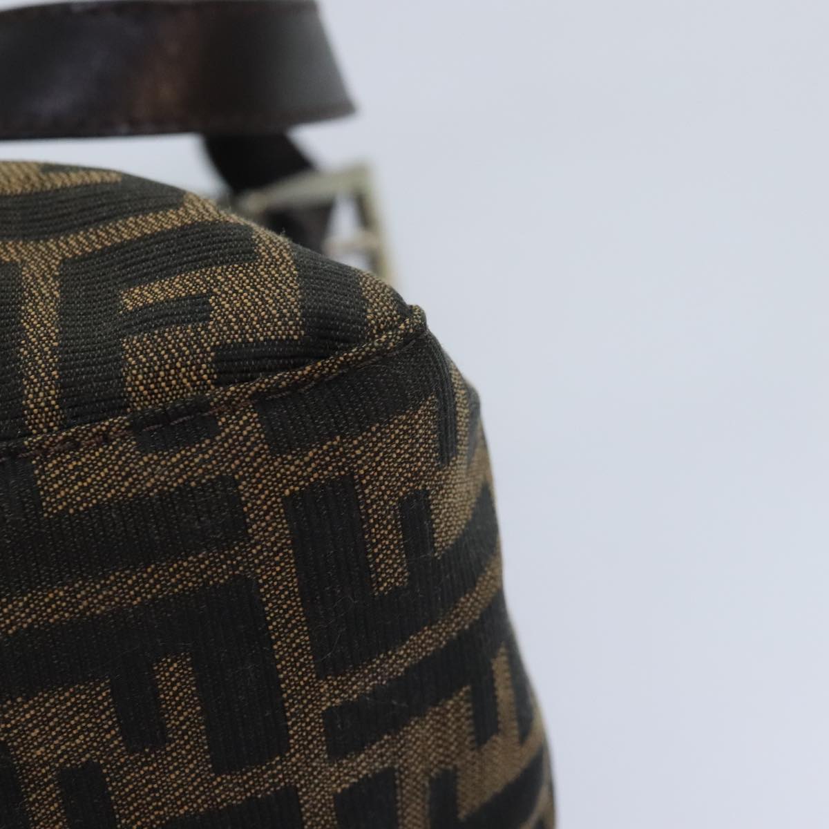 FENDI Zucca Canvas Mamma Baguette Shoulder Bag Brown Black Silver yk15310A