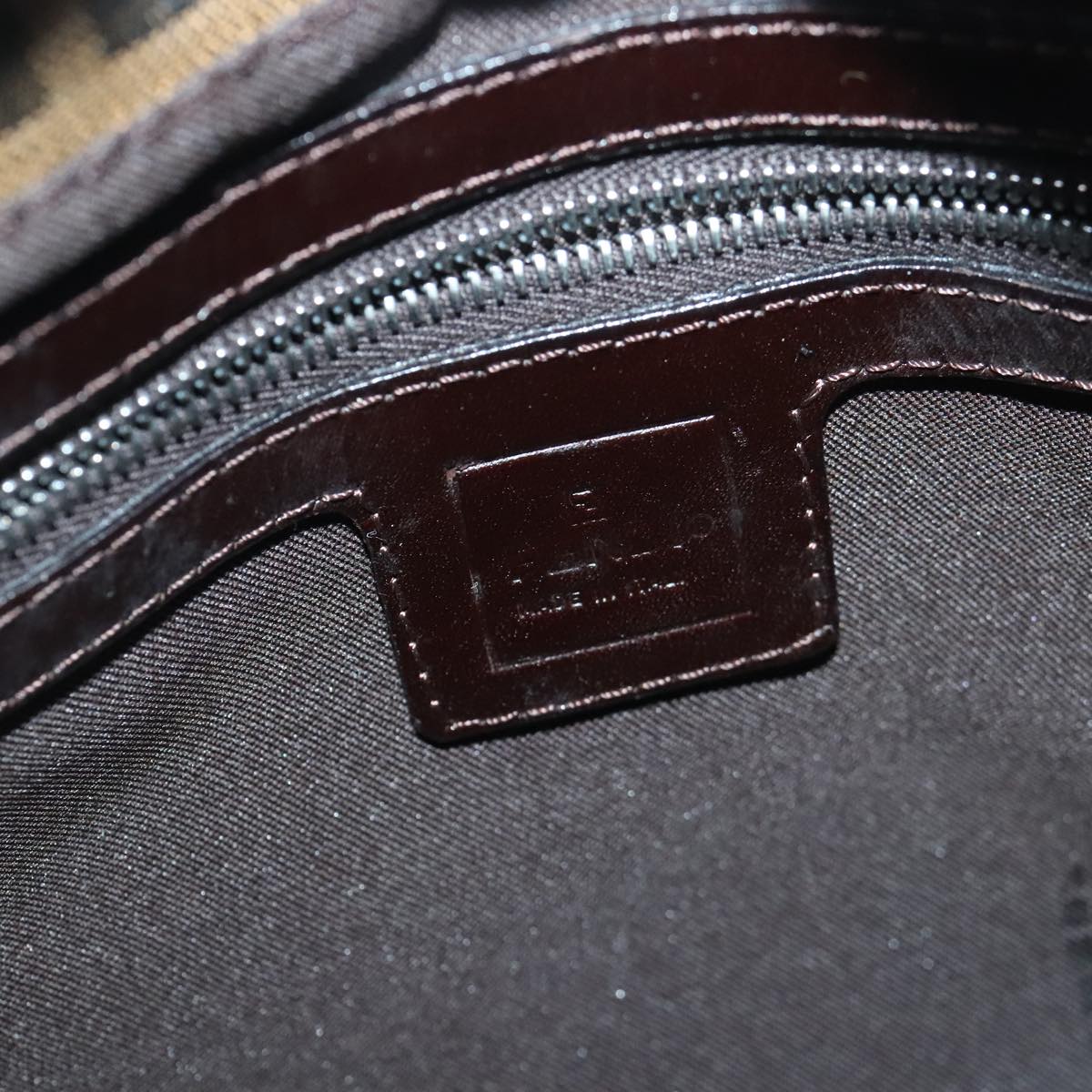 FENDI Zucca Canvas Mamma Baguette Shoulder Bag Brown Black Silver yk15310A