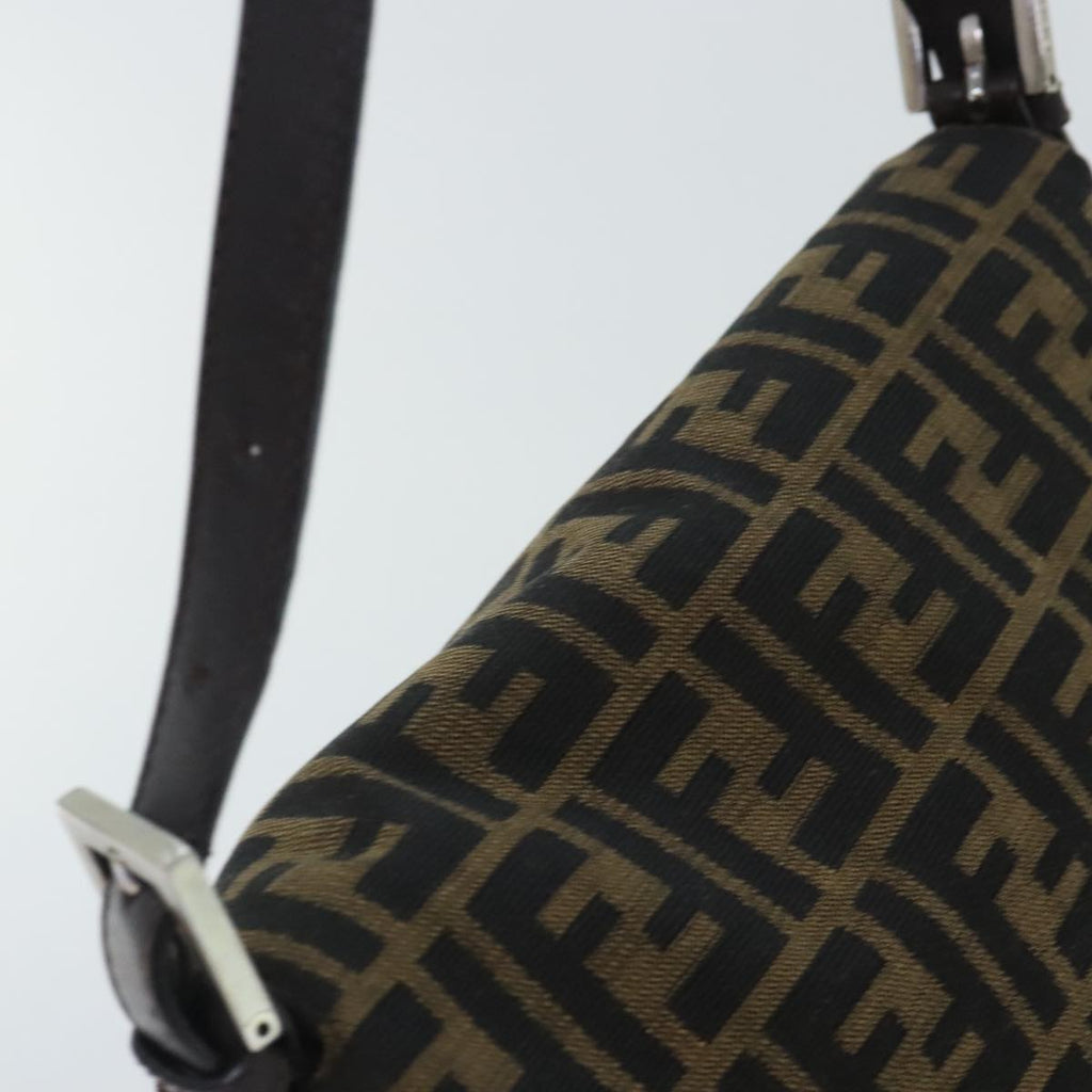 FENDI Zucca Canvas Mamma Baguette Shoulder Bag Brown Black Silver yk15310A