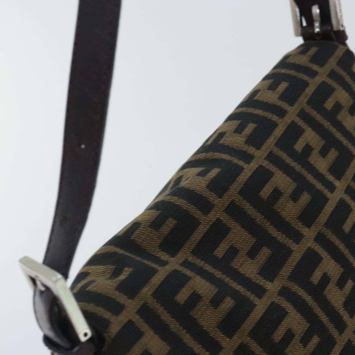 FENDI Zucca Canvas Mamma Baguette Shoulder Bag Brown Black Silver yk15310A
