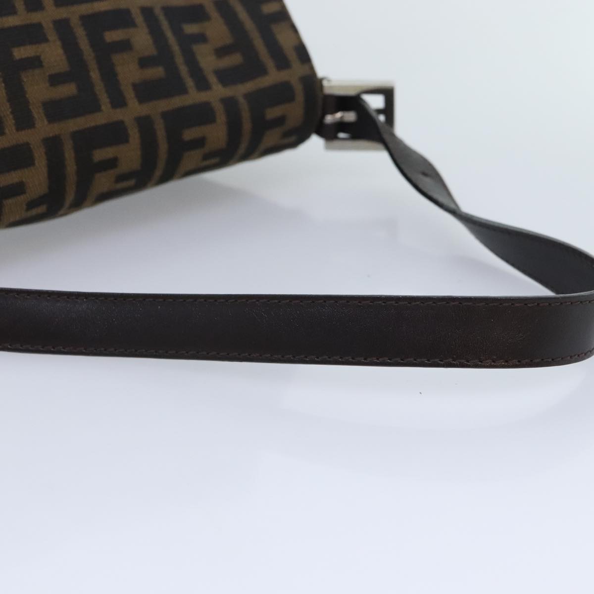 FENDI Zucca Canvas Mamma Baguette Shoulder Bag Brown Black Silver yk15310A