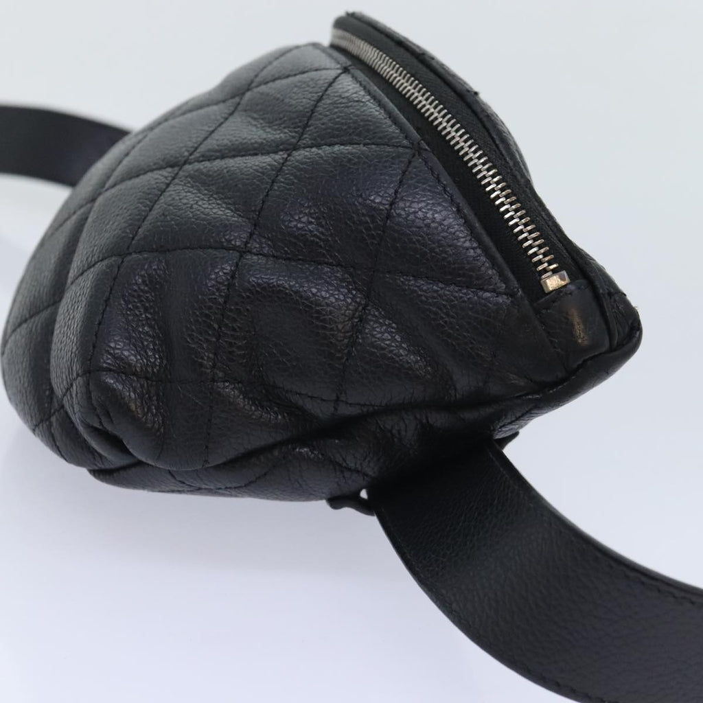 CHANEL Matelasse Waist bag Caviar Skin Black Silver CC yk15369