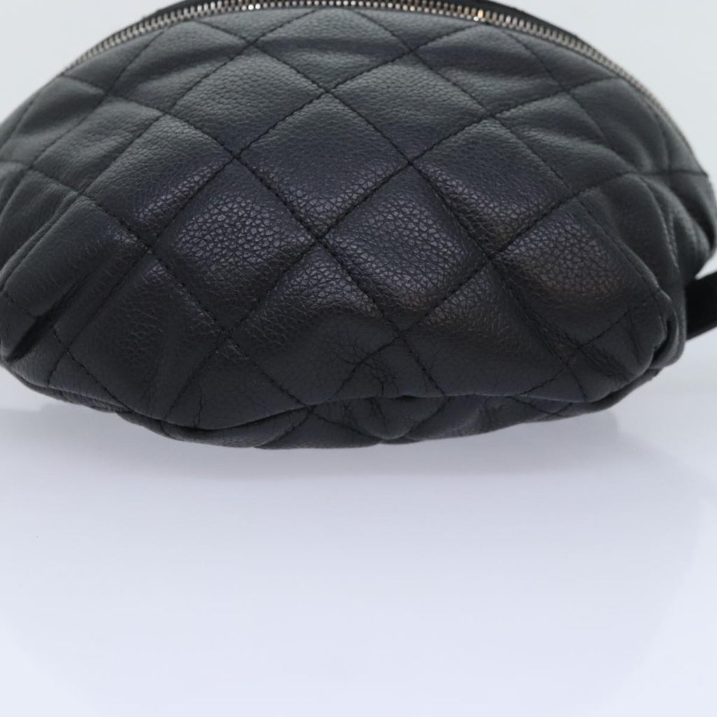 CHANEL Matelasse Waist bag Caviar Skin Black Silver CC yk15369