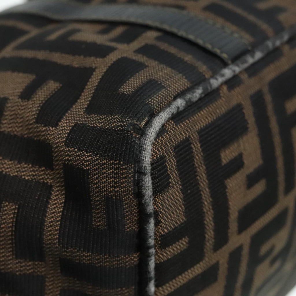 FENDI Zucca Canvas Mamma Baguette Hand Bag Black Gold Brown yk15394