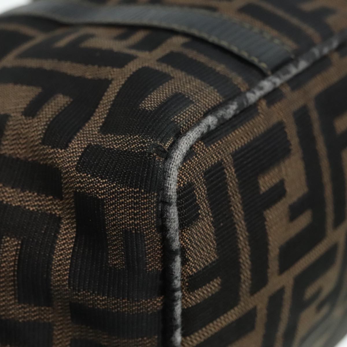 FENDI Zucca Canvas Mamma Baguette Hand Bag Black Gold Brown yk15394