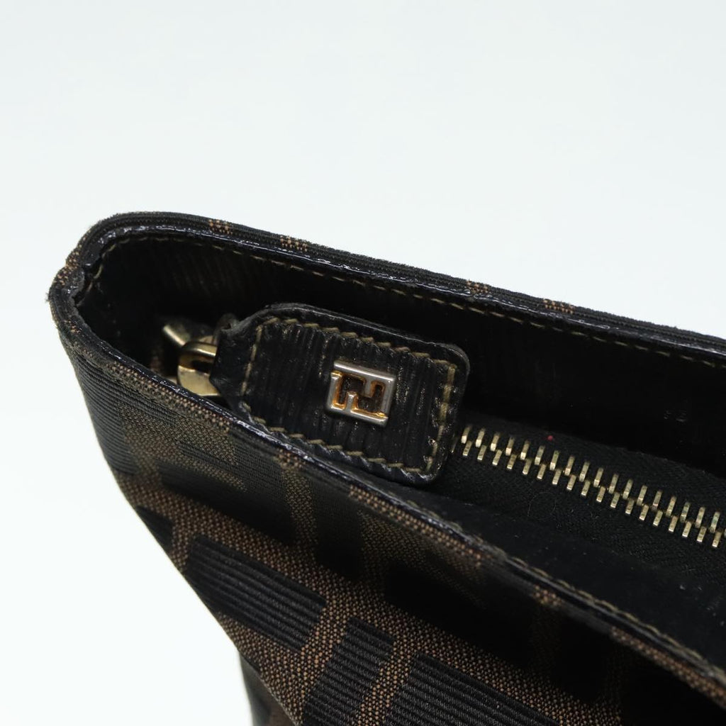 FENDI Zucca Canvas Mamma Baguette Hand Bag Black Gold Brown yk15394