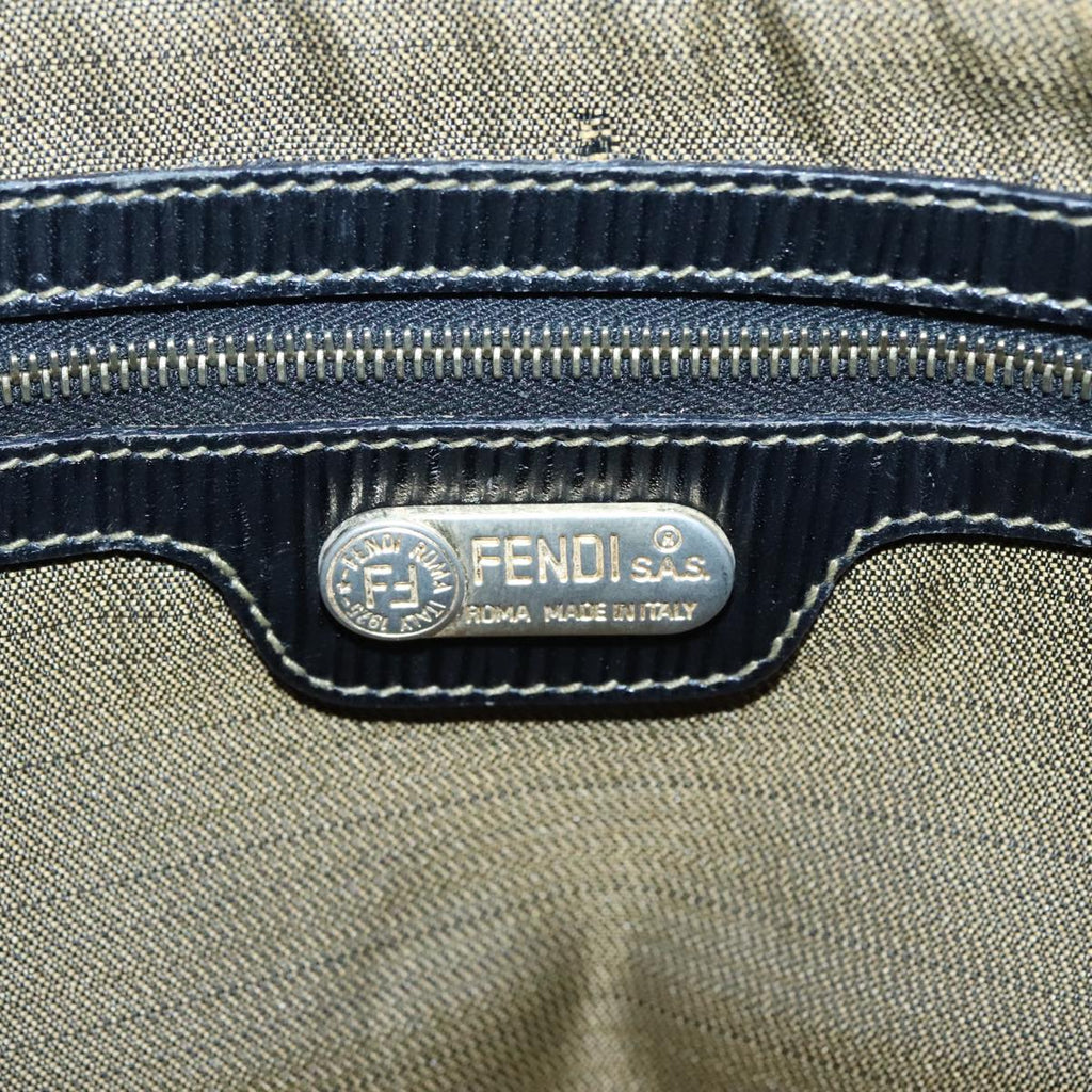 FENDI Zucca Canvas Mamma Baguette Hand Bag Black Gold Brown yk15394