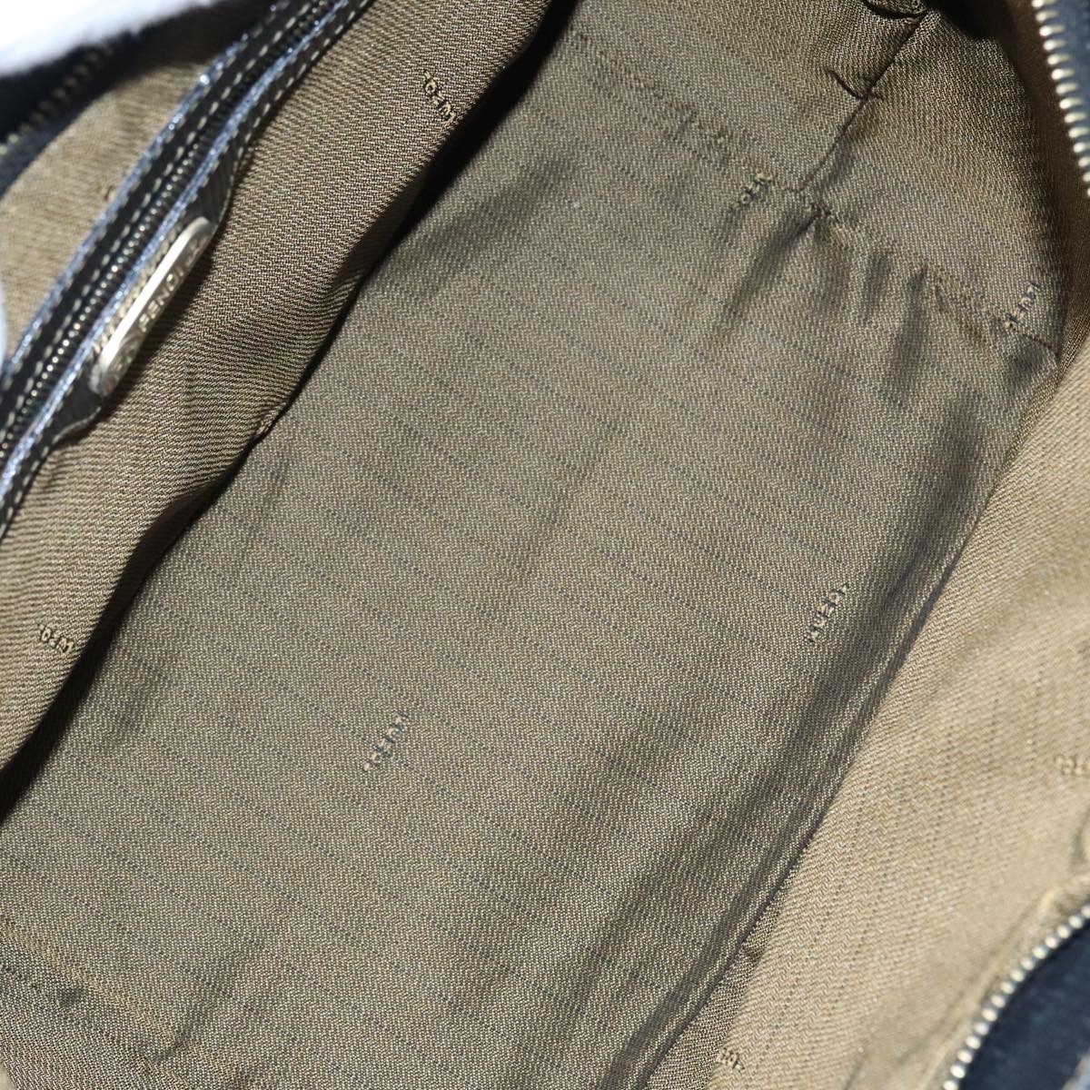 FENDI Zucca Canvas Mamma Baguette Hand Bag Black Gold Brown yk15394