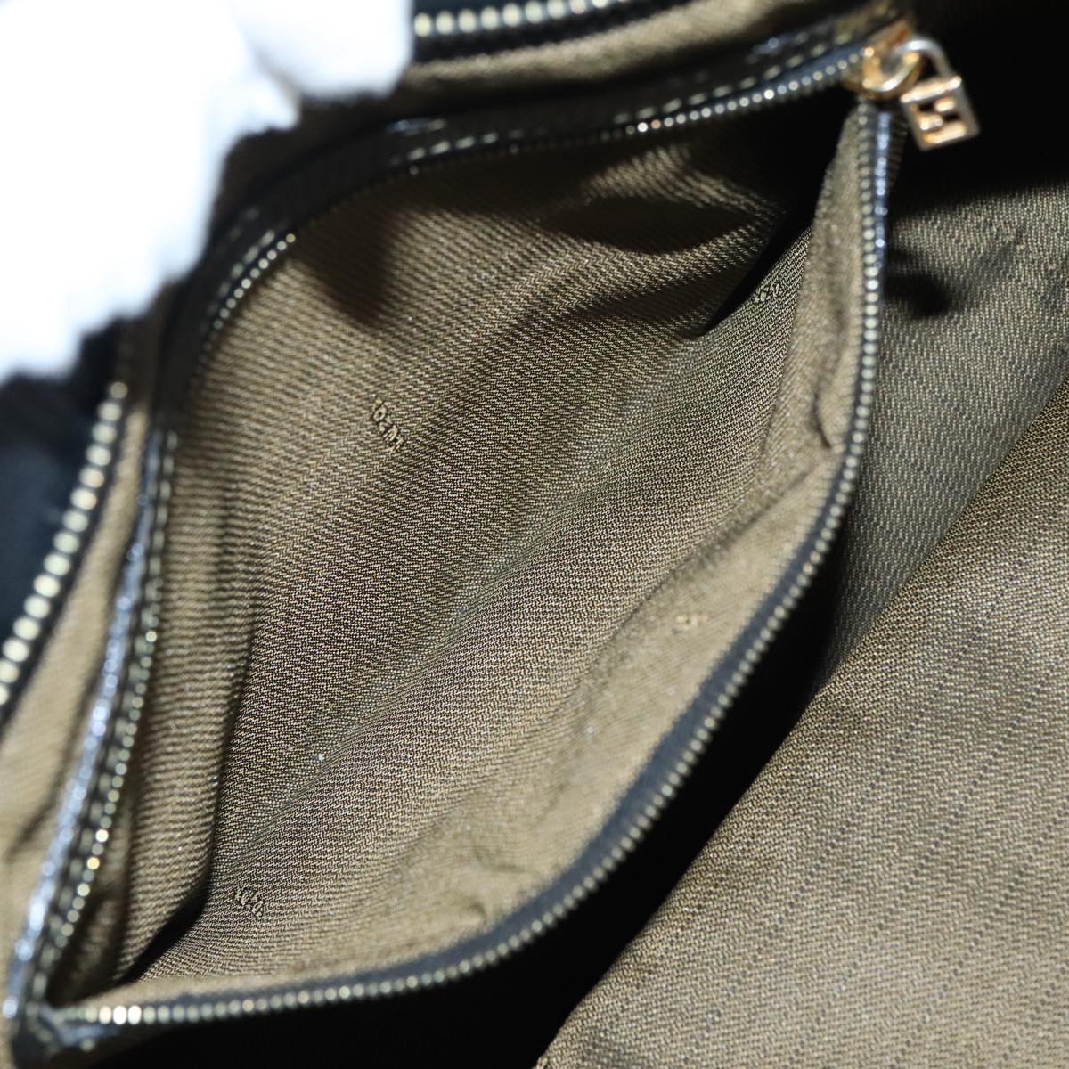 FENDI Zucca Canvas Mamma Baguette Hand Bag Black Gold Brown yk15394