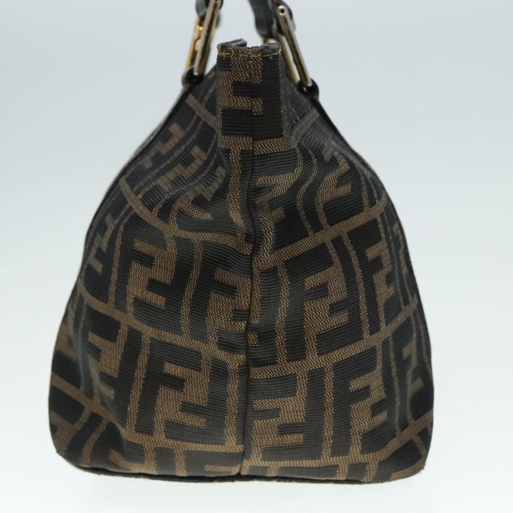 FENDI Zucca Canvas Mamma Baguette Hand Bag Black Gold Brown yk15394