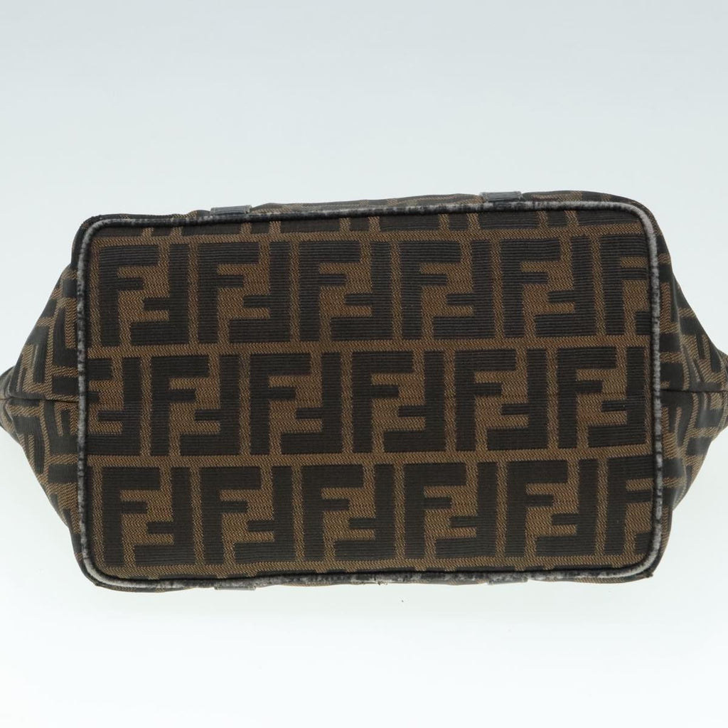 FENDI Zucca Canvas Mamma Baguette Hand Bag Black Gold Brown yk15394
