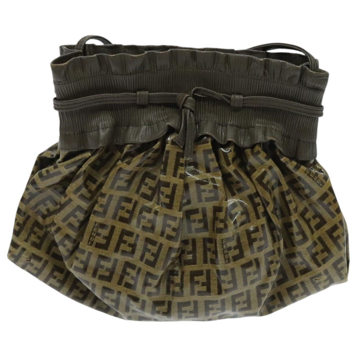 FENDI Zucchino Canvas Shoulder Bag Vintage Beige yk15431