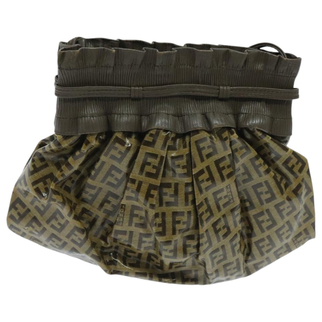 FENDI Zucchino Canvas Shoulder Bag Vintage Beige yk15431