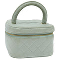CHANEL Matelasse Vanity Cosmetic Pouch Lamb Skin Blue Gold CC yk15445