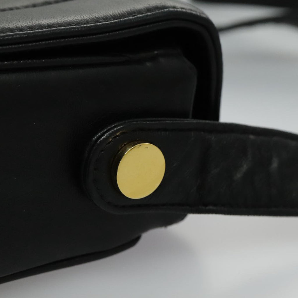 CHANEL Mademoiselle Shoulder Bag Lamb Skin Black Gold CC yk15502A