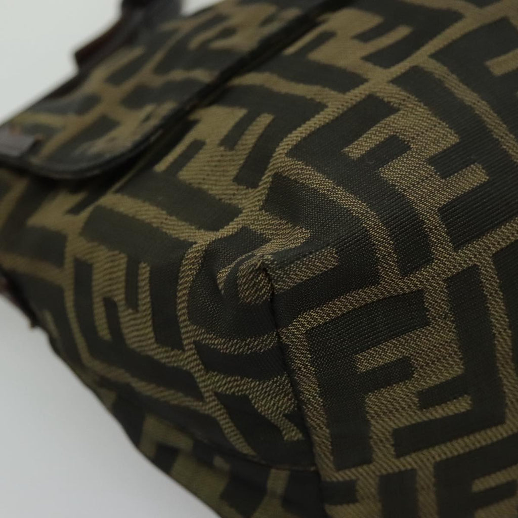 FENDI Zucca Canvas Shoulder Bag Brown Black Silver yk15522